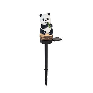 Udendørs solcelle havelampe med panda på spyd